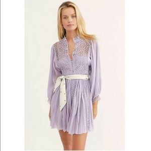 Free People One Karma Lace Long Sleeve Mini Dress